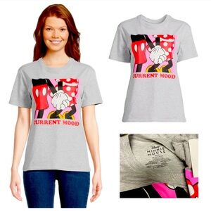 Disney Mickey Minnie Mouse t shirt xs gray new with tags love happy mood